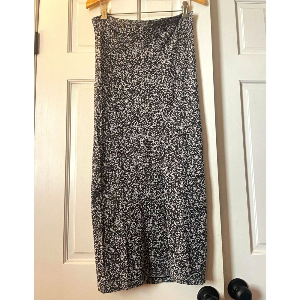 Wolford Midi Skirt Size M Black Gray Abstract Textured Knit Stretch Pencil